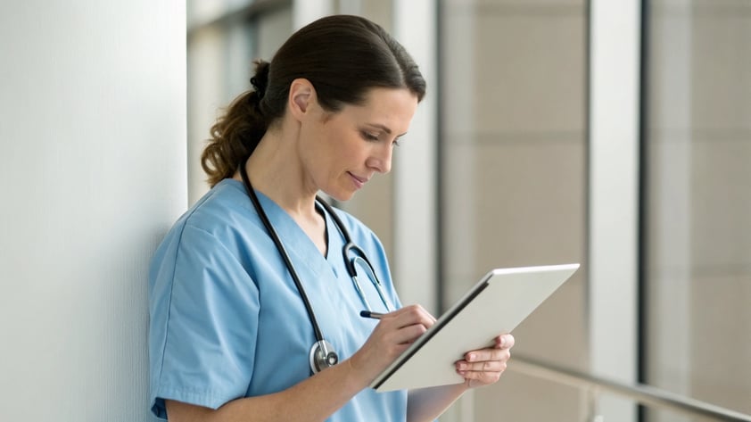 Healthcare-staff-member-reviewing-a-check